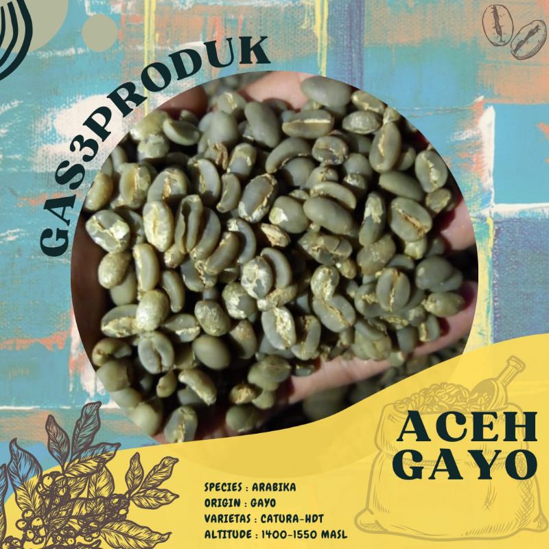 

Green Bean Biji kopi Arabika arabica Gayo Takengon proses Wethull Semiwash grade 1