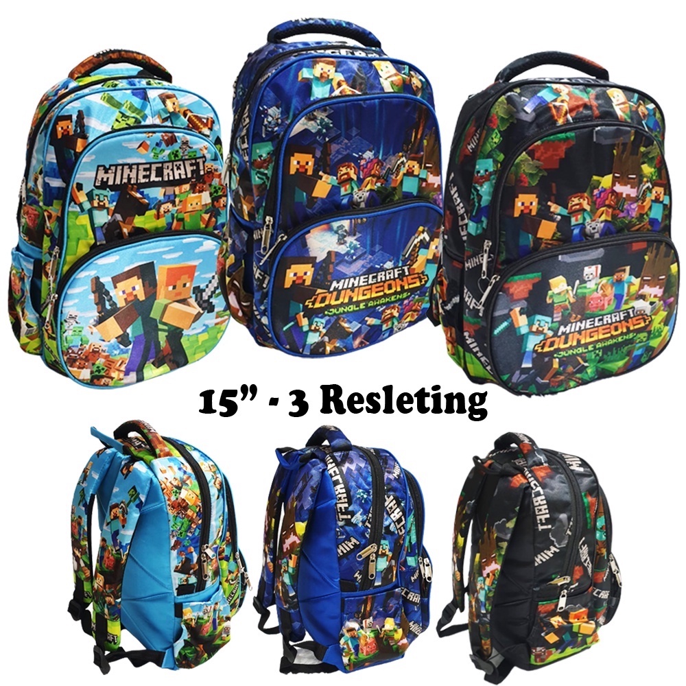 PROMO 10.10 TERMURAH TAS RANSEL ANAK SEKOLAH UKURAN SEDANG TK / SD 15inch CRAFT DINOSOURUS ASTRONOT SEDANG