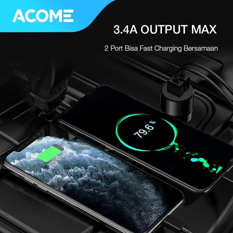 Car Charger Colokan Mobil Acome ACC03 Car Charger 3.4A 17W Fast Charging