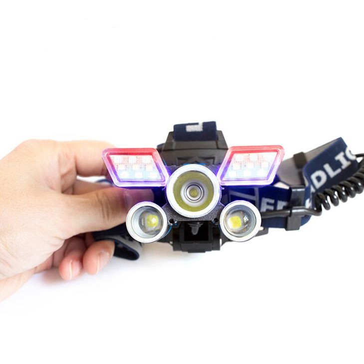 Senter/Albinaly Senter Kepala Headlamp Cree XM-L2 + 2XPE + Red Blue LED.