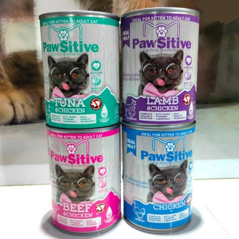Makanan Kucing Pawsitive Beef &amp; chicken kaleng 400gr (isi 12pcs) / cat food / wet food