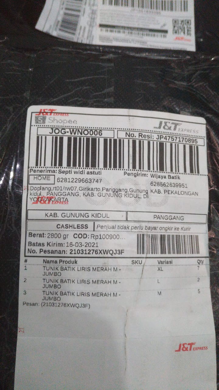 Tunik Batik Liris Merah M - Jumbo