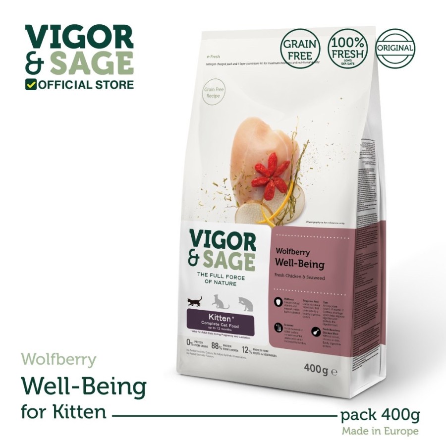 Vigor &amp; Sage Wolfberry Wellbeing Kitten 400 Gr Vigor Sage Kitten