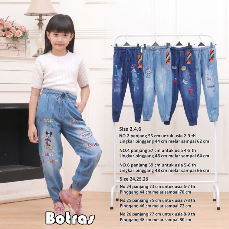 Celana Jeans Panjang Anak- Anak Perempuan  Usia 4-12 thn Terbaru