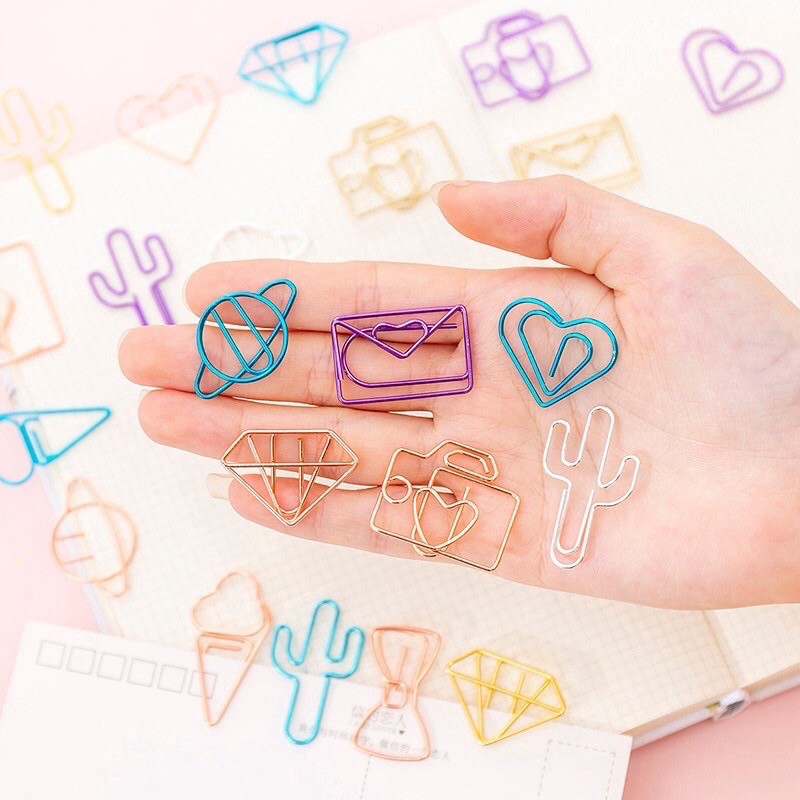 

10Pcs / Pack Klip Kertas Binder Mini Bentuk Kaktus Lucu