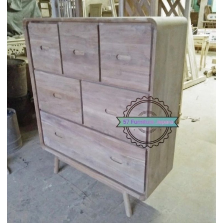 Nakas Drawer Jati Jepara - Lemari Jati Minimalis Full Laci Mentahan
