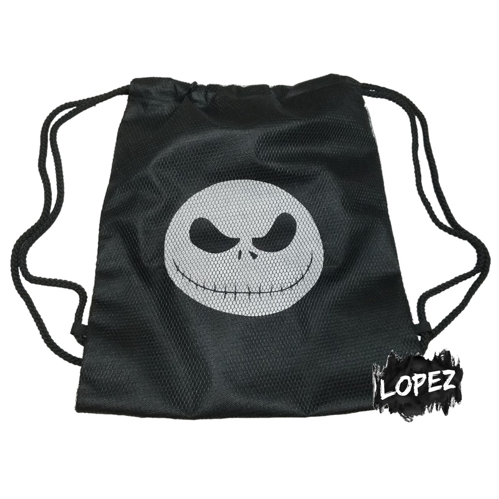 Tas Jaring Nightmare Before Christmas /Tas Serut Skull / String Bag Tengkorak Jack Skellington Lopez