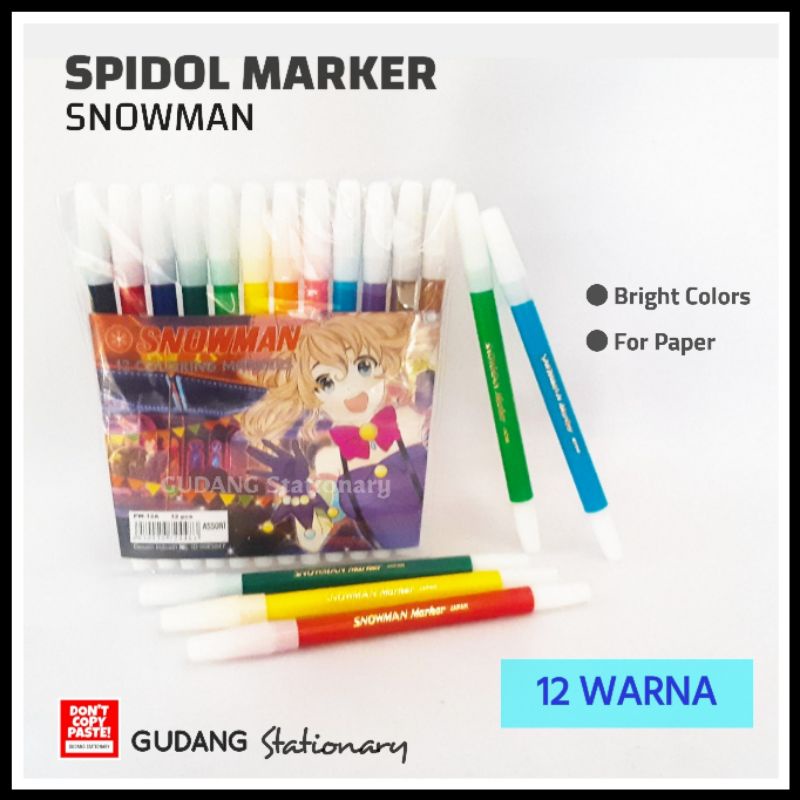 Spidol Pen Marker 12 Warna SNOWMAN
