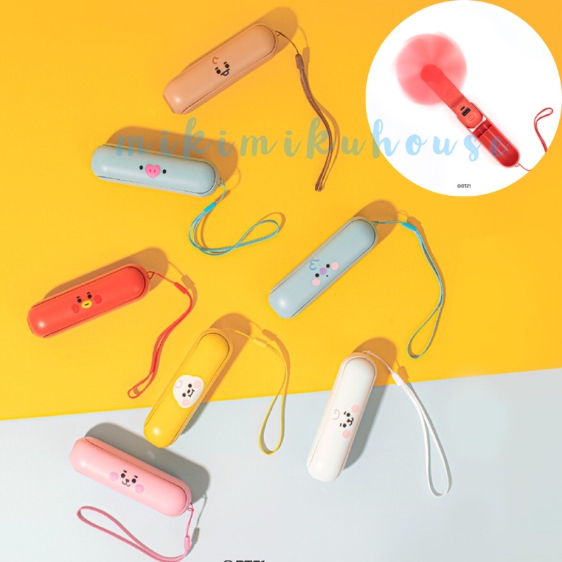 RARE ITEM OFFICIAL BT21 SWING PORTABLE HANDY FAN BT21 MINI HANDY FAN KIPAS PORTABLE BABY BT21
