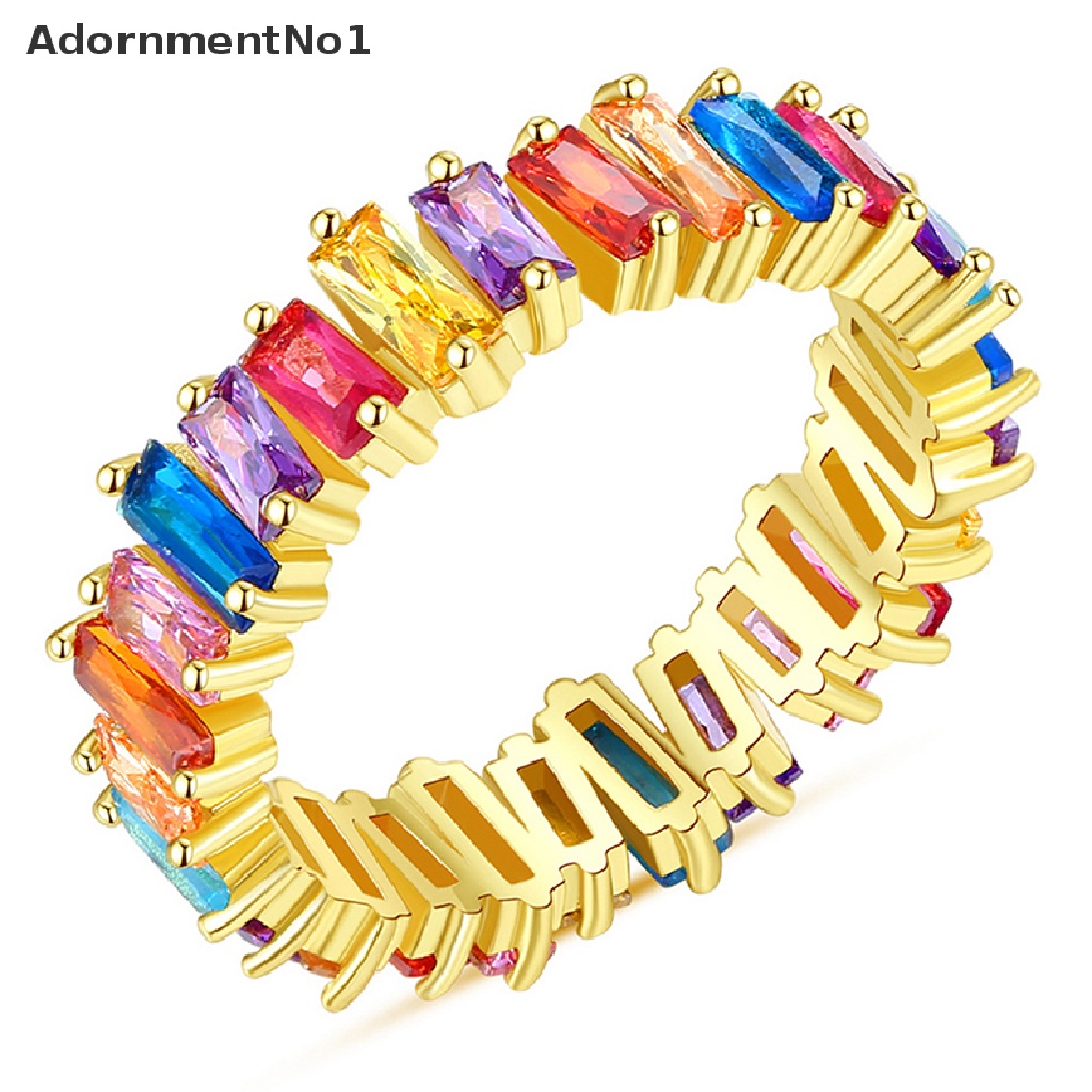 (AdornmentNo1) Cincin Gaya Hip Hop Aksen Zirconia Multiwarna Untuk Perhiasan Pria / Wanita