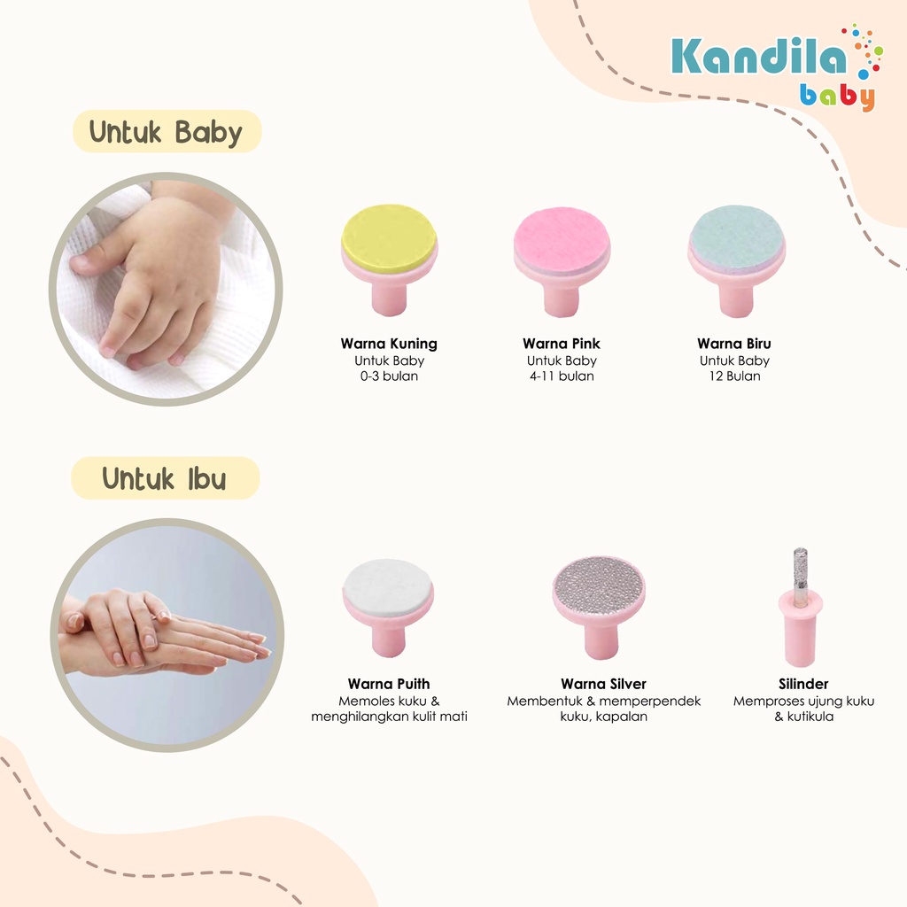 Kandila Baby Gunting Kuku bayi Elektrik Nail Manicure Set electric KDL 008-4