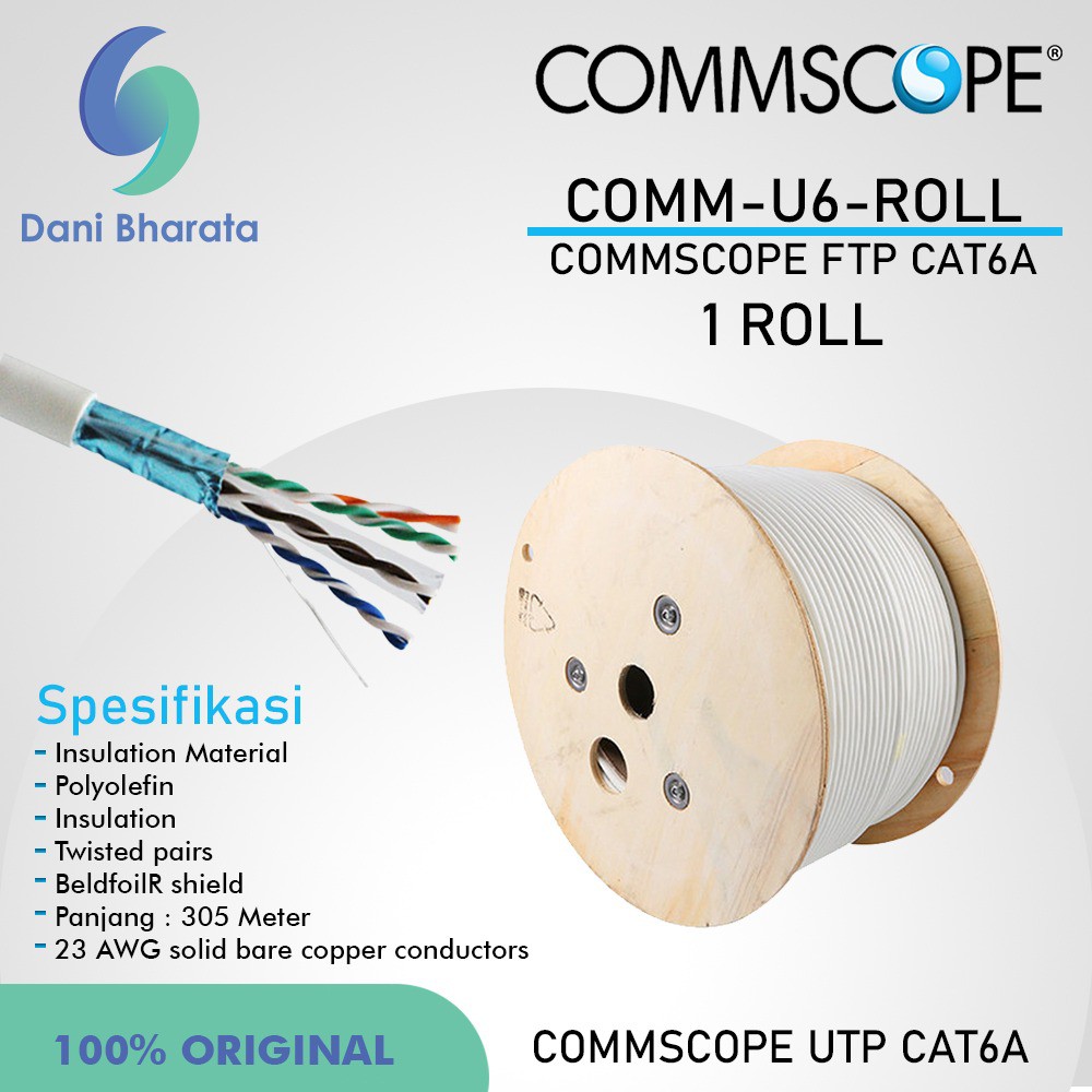 Kabel LAN FTP Cat 6a Commscope AMP Original Kabel STP UTP CAT6A 1 Roll 100% ORIGINAL COMMSCOPE