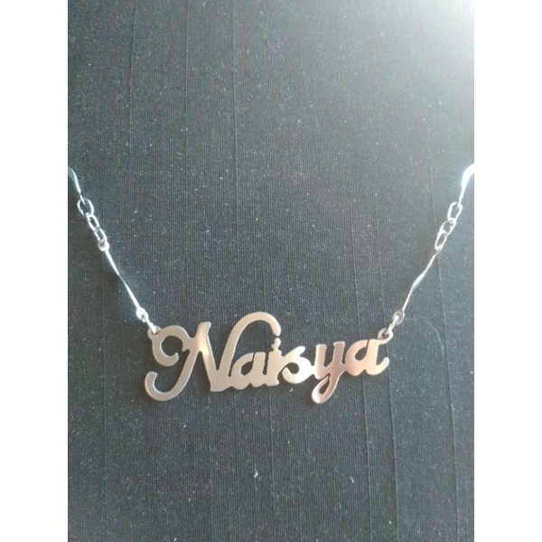 kalung nama baja putih murah