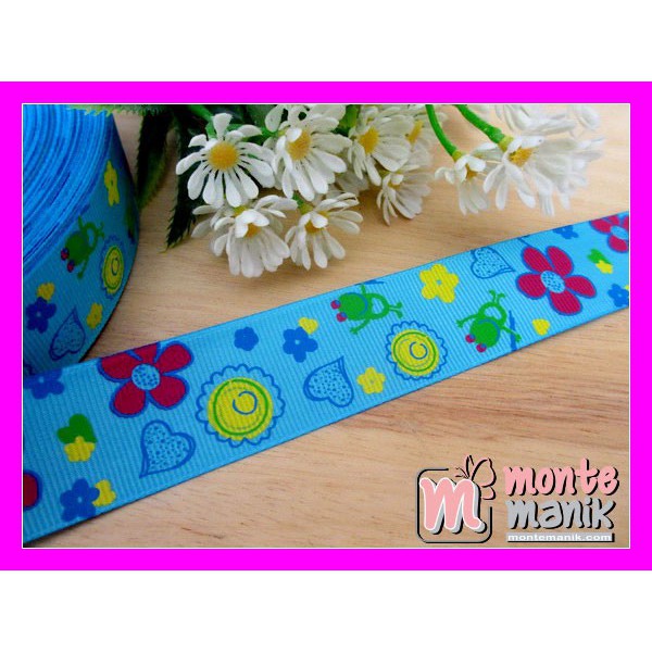

Bahan Craft Pita Grosgrain Taman Katak Biru 1 inch - PITA-038