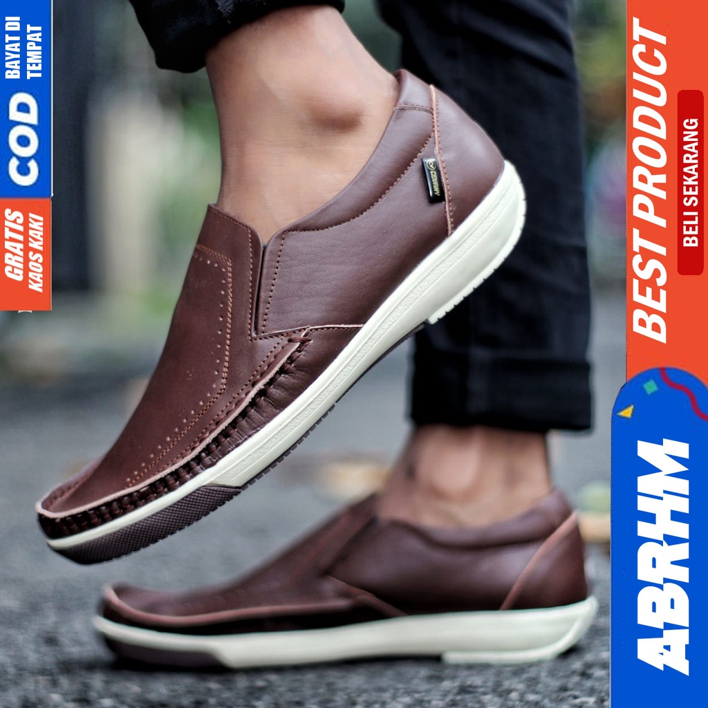 ABRHM SANDRE Sepatu Kasual Slip On Pria Kulit Asli