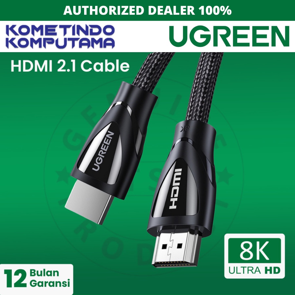 HD140 1M UGREEN Kabel HDMI 2.1 8K Ultra HD, HDR Cable Nylon Braided - Garansi Resmi ORIGINAL 100% 80401