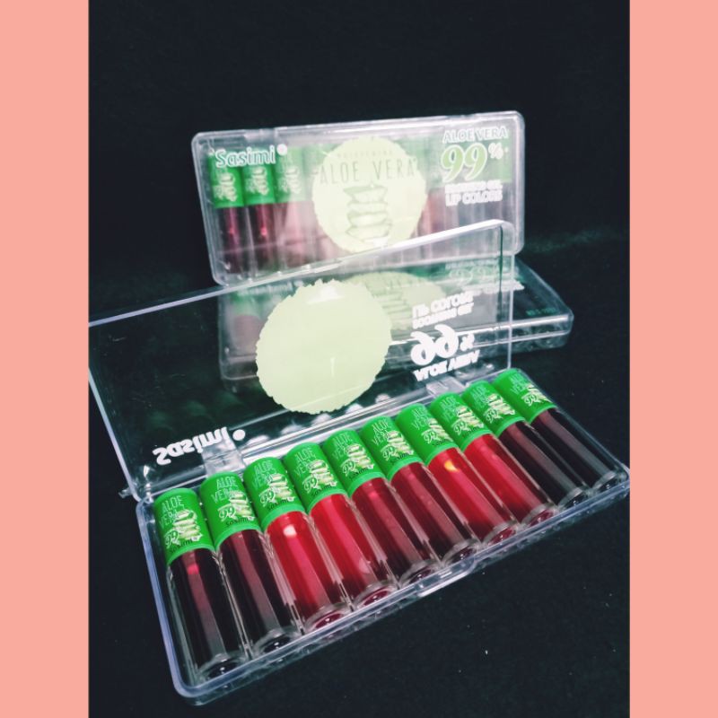 PROMO!!!{1PACK ISI 10PCS} LIP TINT SASIMI PEACH/ALOEVERA