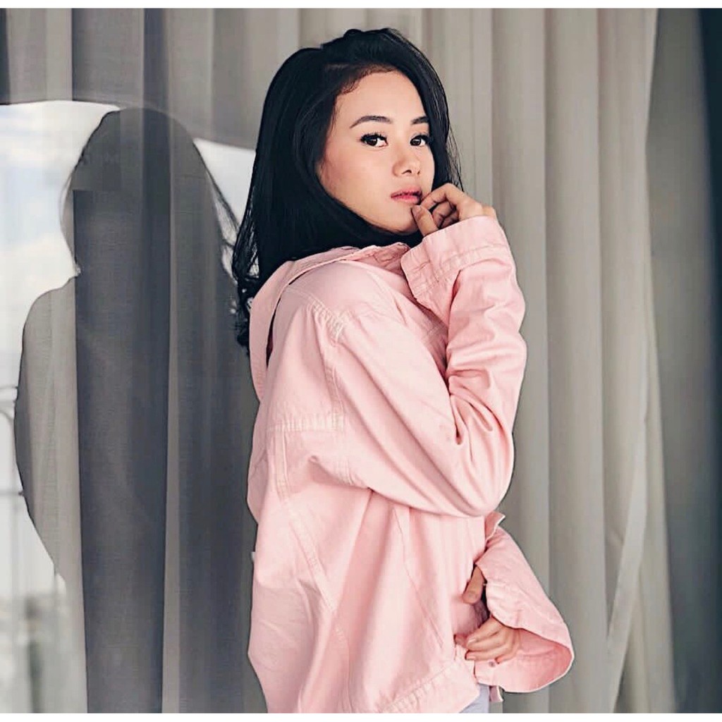 HOPYLOVY - JAKET JEANS OVERSIZED WANITA / JAKET JUMBO PINK