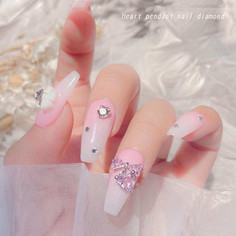 AUGUSTINA Agustina Ikatan Simpul Kuku Berlian Imitasi Emas&amp;Silver Zirkon 3D Kuku Charms Manicure DIY Nail Art Nail Drills Kristal Nail Perhiasan