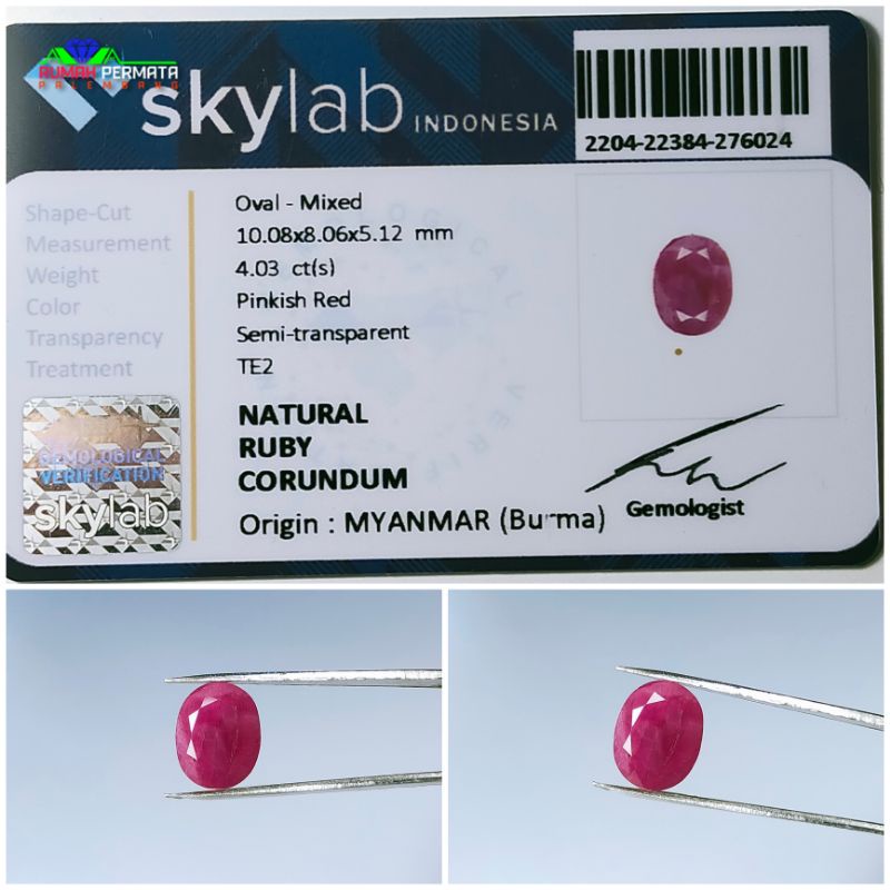 Batu Permata Ruby Corundum Natural Asli Original Bersertifikat