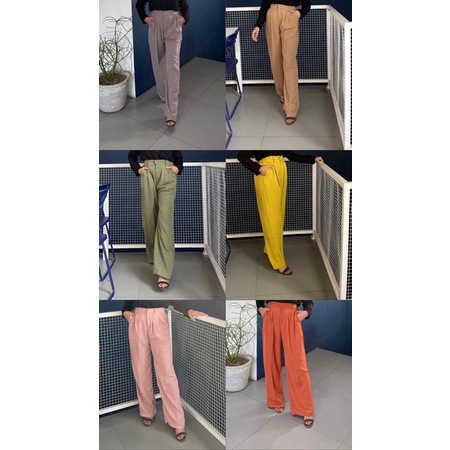 LOOSE PANTS POLYESTER / JISOO PANTS BAHAN JATUH ANTI KUSUT