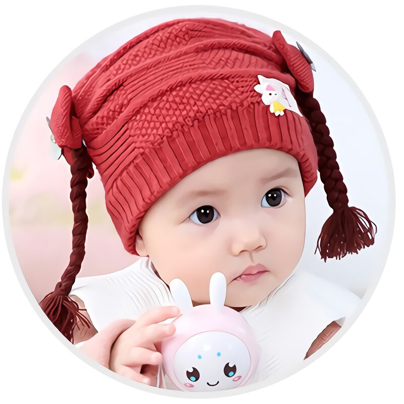 ~COD~ DO-P19-21 Topi Anak Perempuan Rambut Kepang / Topi Bayi Kupluk Imut Lucu Baby Hat Wig Impor-4