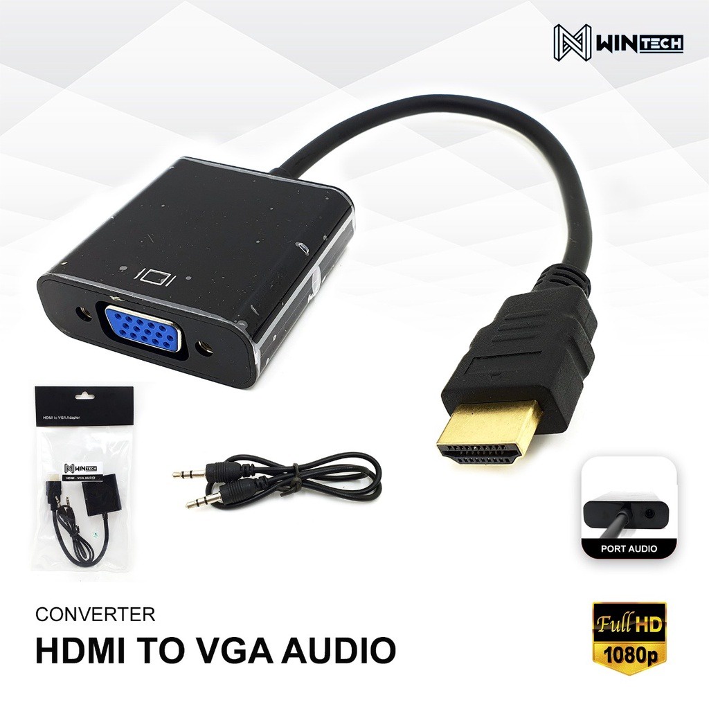 Jual HDMI to VGA + Audio Converter Video Adapter / Kabel Konverter ...