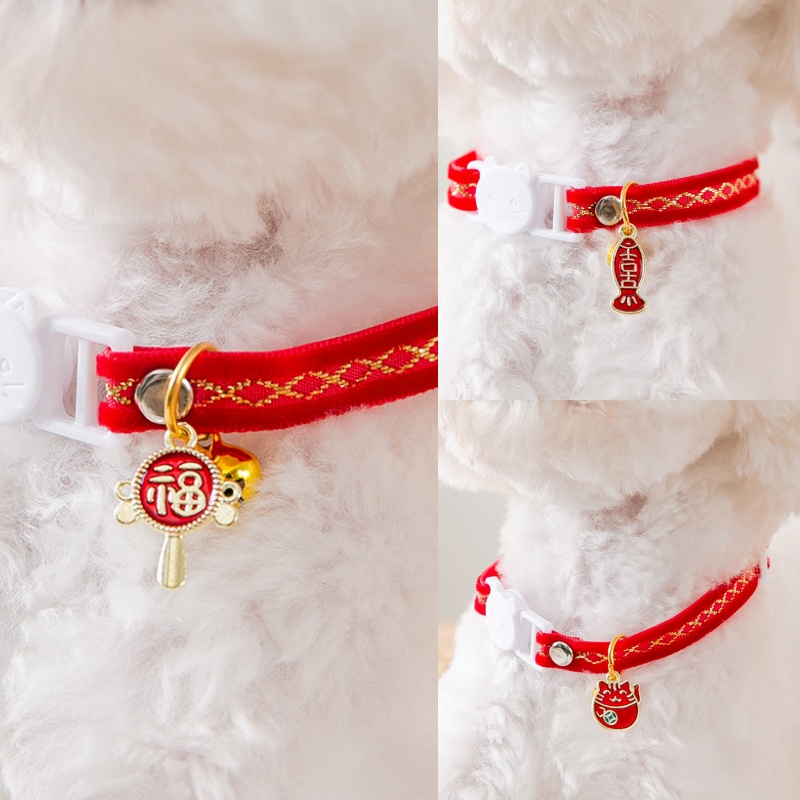 Kalung Collar Leher Lonceng HOKI MANEKI Tali Merah Untuk Anjing Dan Kucing Hewan Pet