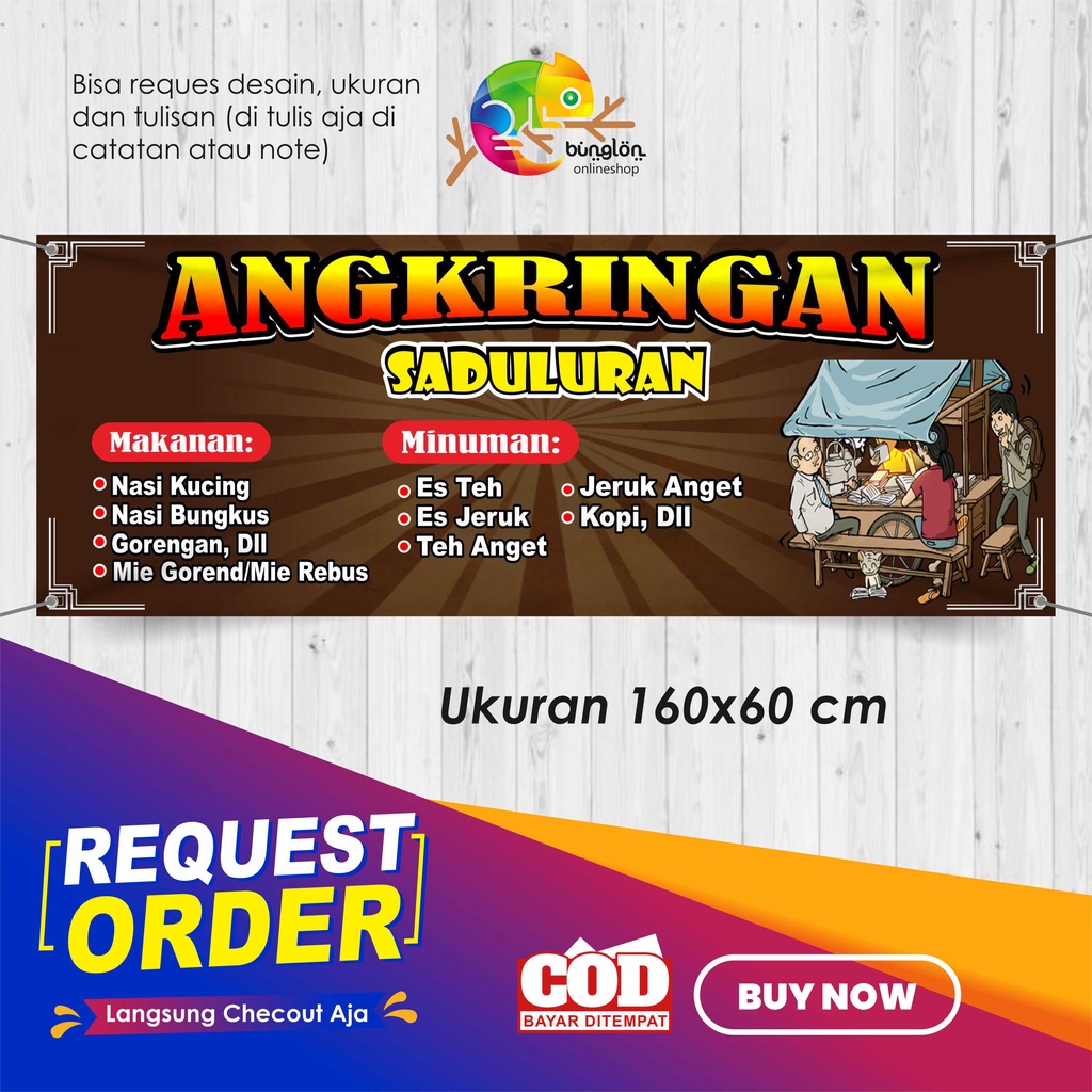 Size 160x60 Cm, Spanduk Banner Angkringan Murah Berkualitas