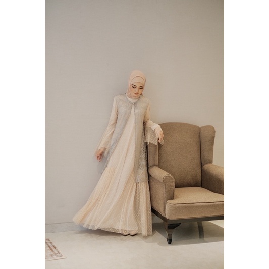 Dumai Dress /Bahan Armani Silk With Lace and Tulle Sage Green