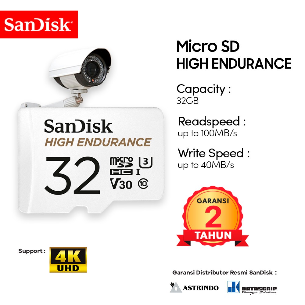Jual Memory Card CCTV 32GB SanDisk High Endurance Garansi Resmi 2