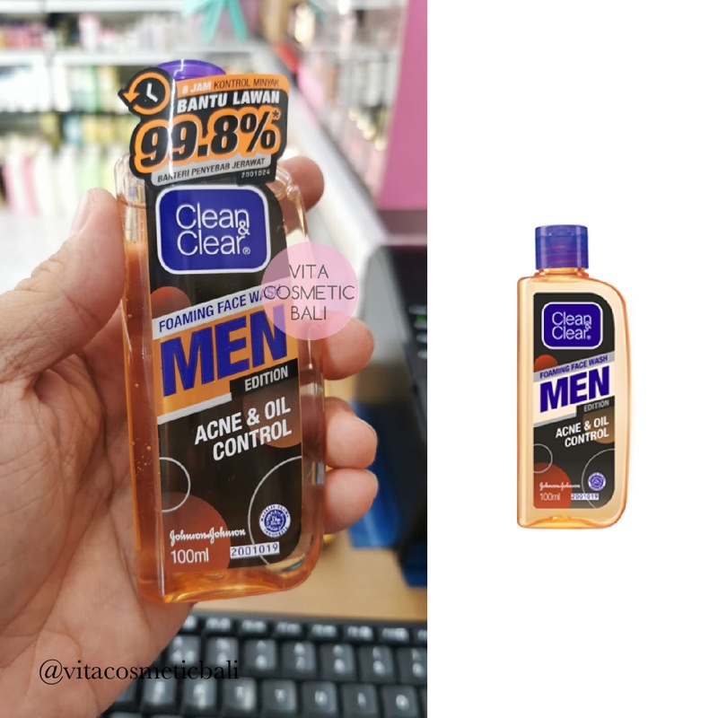 Clean & Clear Foaming Face Wash Men Acne & Oil Control Sabun cuci muka