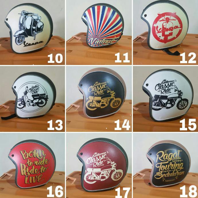 HELM BOGO CAFE RACER RETRO CLASSIC - HELM+PET - BUKAN INK KYT CARGLOSS