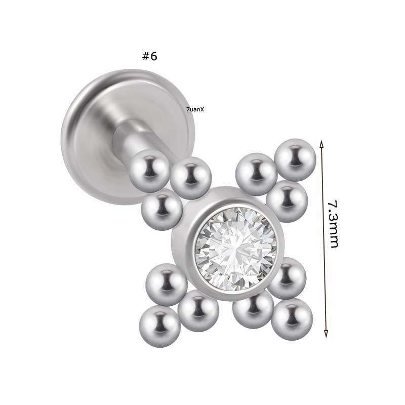 1 Pc Anting Tindik Bibir Bahan Stainless Steel 16gauge Labret Dengan Zircon