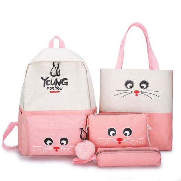 TAS RANSEL SEKOLAH JEPANG BACKPACK FASHION KOREA-CAT - PINK