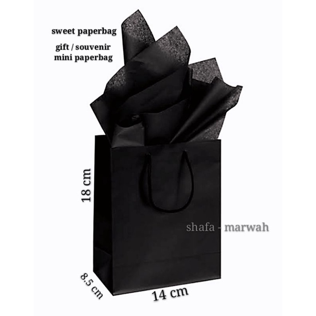 

gift . souvenir PAPERBAG mini black. elegan14 X 8.5 X 18 cm.