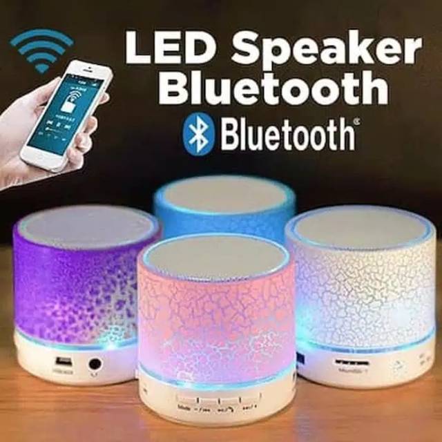 Speaker Bluetooth Mini S10 Motif Speaker Retak LED Hp Handphone Laptop PC Tab Portable Sound Audio