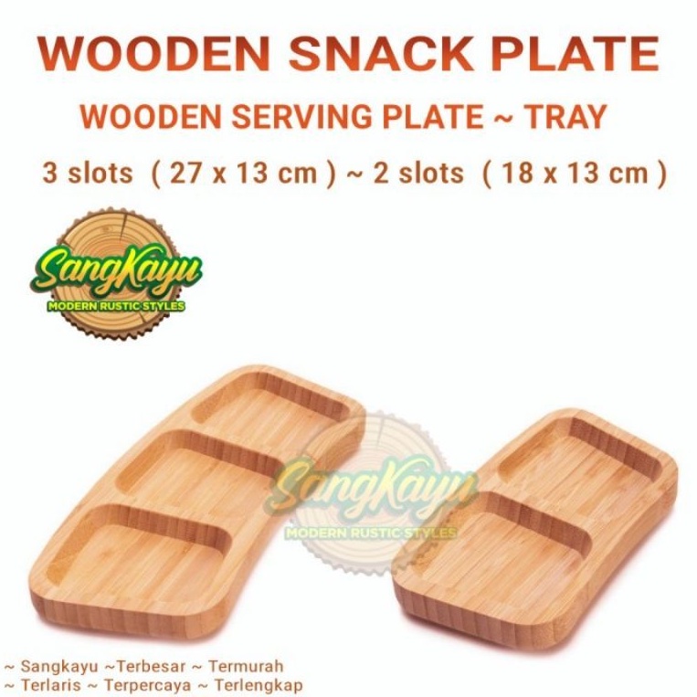 Nampan piring saji Wooden serving plate piring snack plate kayu tray