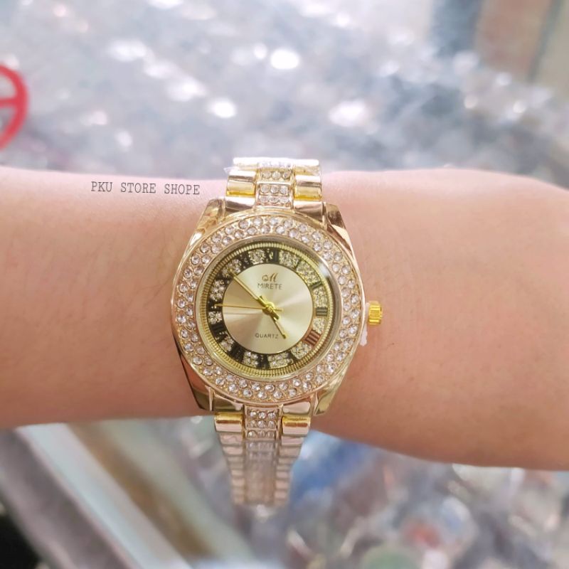 Jam tangan wanita diamond fashion stainliss stell anti air model analog terlaris-am tangan wanita casual terlaris mewah dan simple free batre cadangan