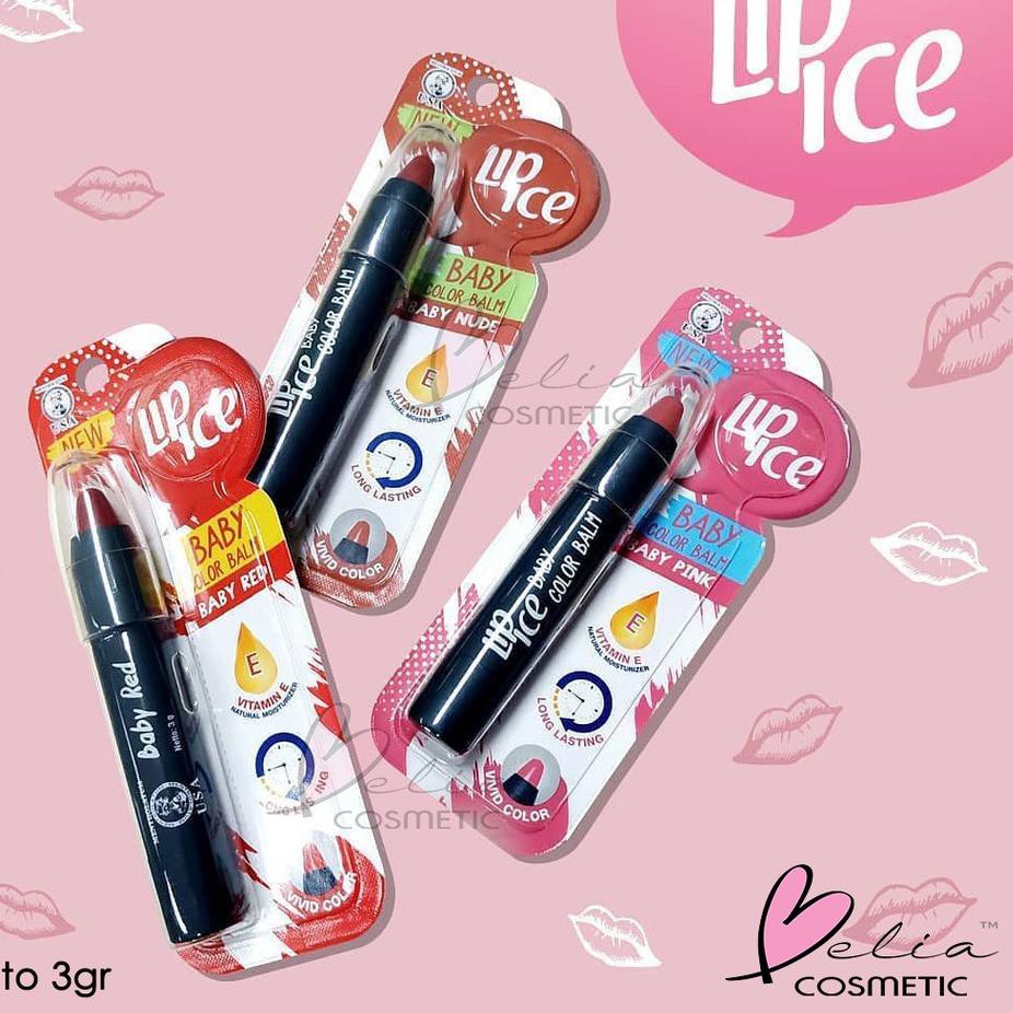 ✫ ❤ BELIA ❤ LIP ICE Baby Color Lip Balm 3g | lipice lipbalm baby pink red nude pelembab bibir ♂