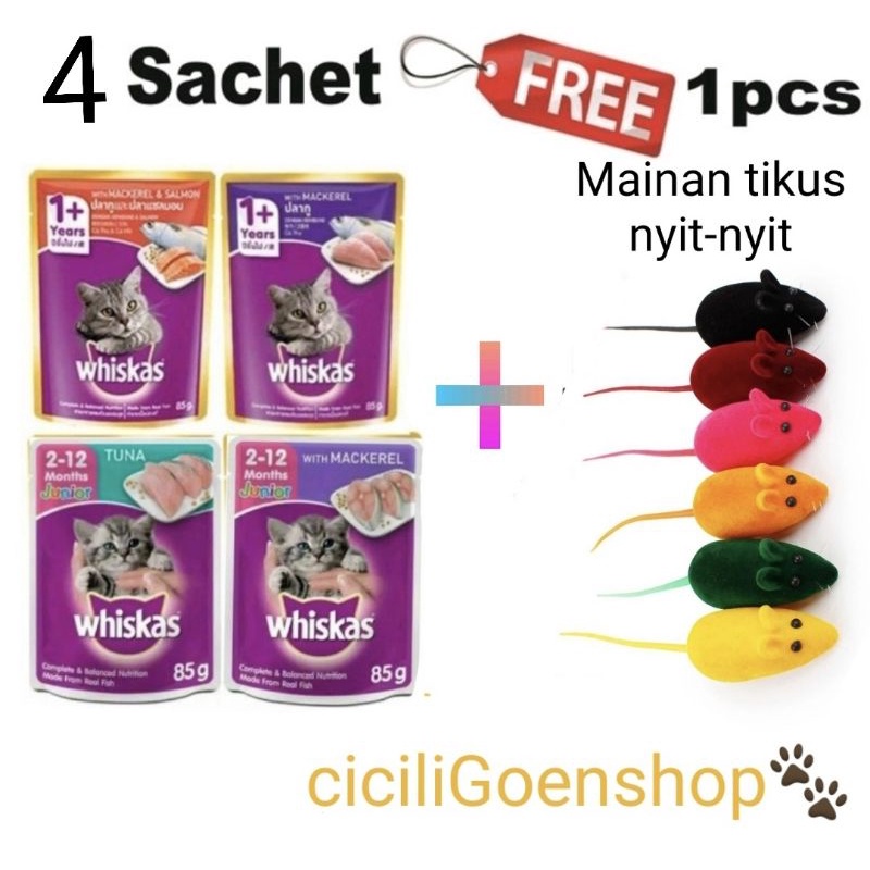 Makanan Kucing basah Whiskas Pouch 80 85 gr Adult Junior kitten kemasan hemat praktis multi variant