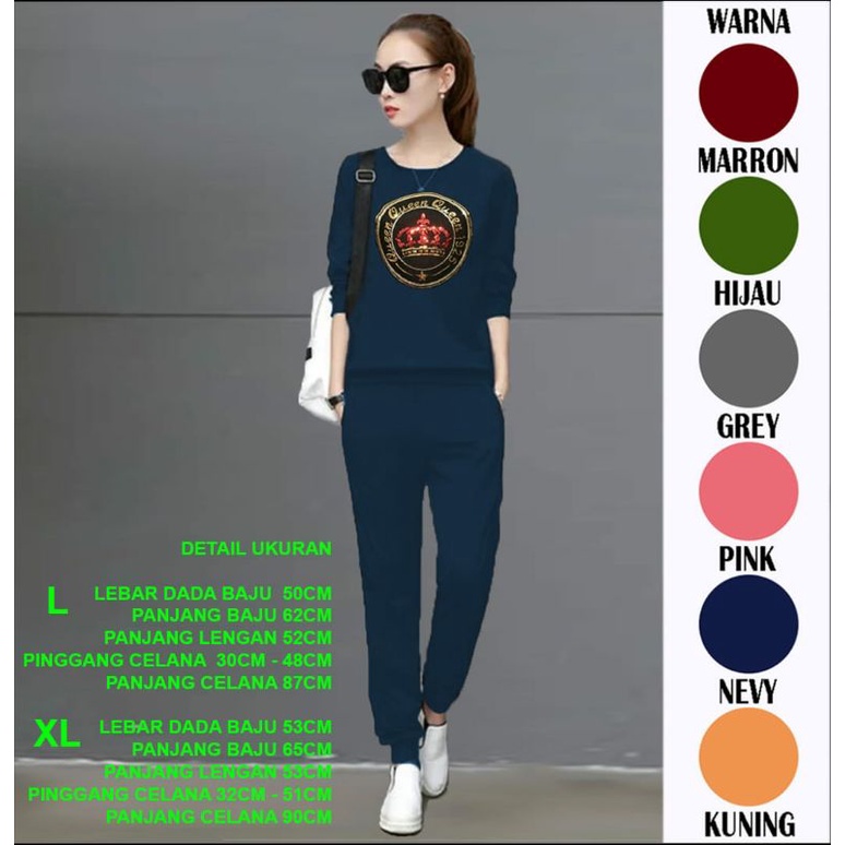 BAJU SETELAN WANITA CELANA PANJANG PAYET QUEEN/SETELAN SANTAI WANITA CELANA PANJANG PAYET QUEEN