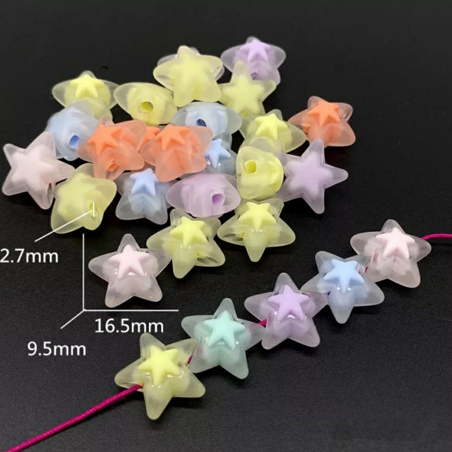 ISI 10PC MANIK MOTE AKRILIK FROST STAR BEAD IN BEADS BAHAN KERAJINAN TANGAN DIY CRAFT PILIH WARNA