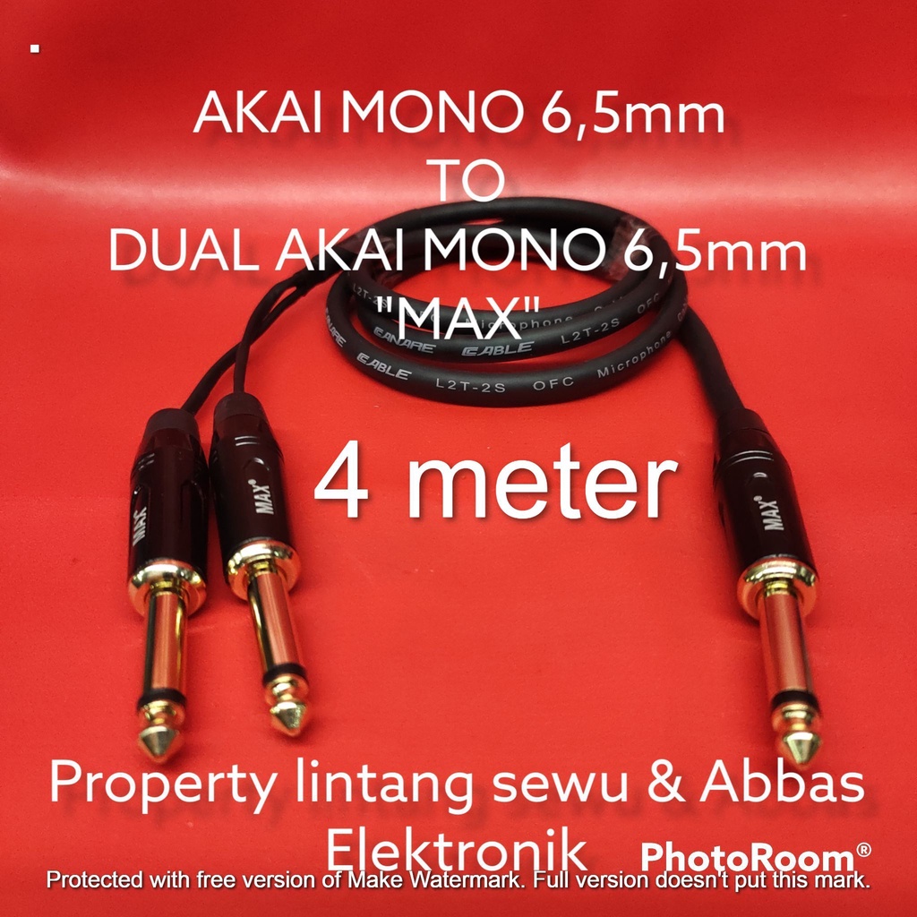 KABEL JEK AKAI 6,5MM TO DUAL AKAI MONO 6.5MM MAX 4 METER