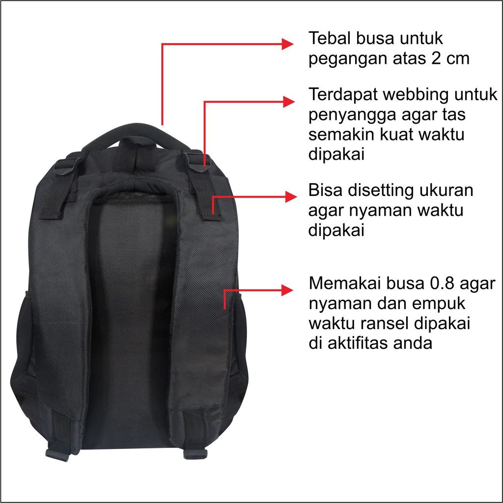 Ransel Polo Tas Backpack Pria Wanita Ada Slot Laptop Bahan Waterproof Tebal Free Raincover Terbaru - Polo GLobal 9820