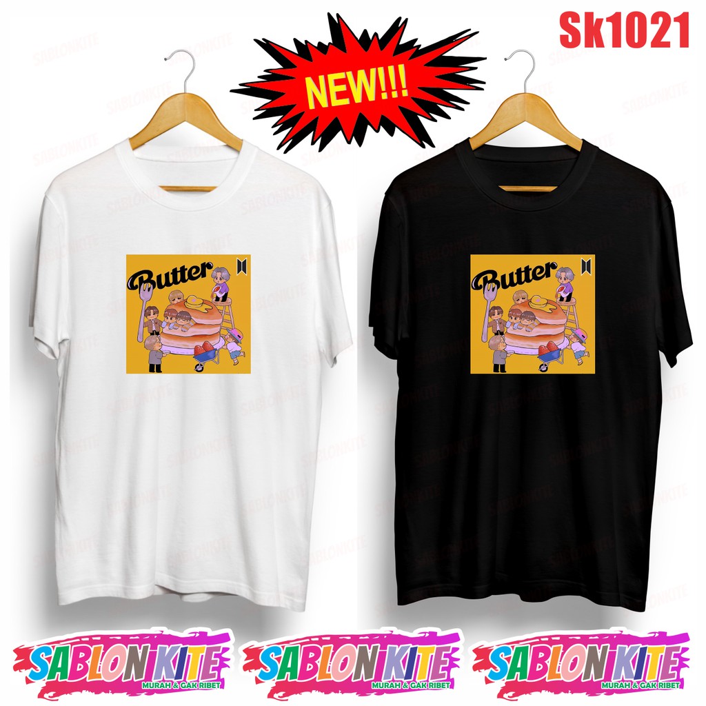 MURAH!!! KAOS KPOP KARTUN BUTTER SK1021 ADA 8 WARNA UNISEX COMBED 30S