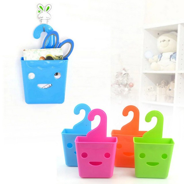 Smile Face Plastic Storage Basket Multi-Purpose Small Hanging Basket