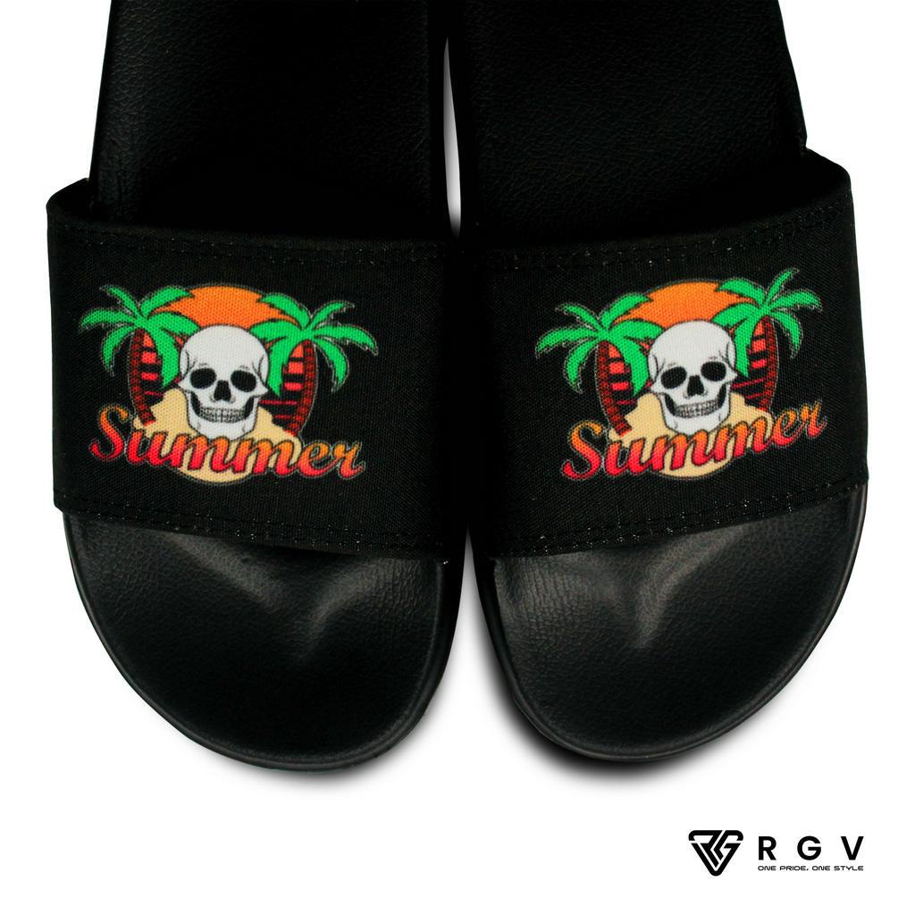 RGV - SANDAL PRIA DAN WANITA SLIDE SLIP ON SENDAL ANTI LICIN RINGAN SELOP SKULL SUMMER GREEN