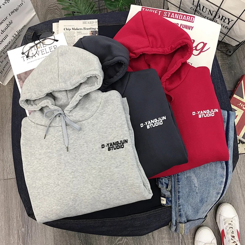 Hoodie Wanita Oversize Korean Style Xxl Murah Bahan Cotton Fleece Tebal Sweater Polos Ori Kekinian