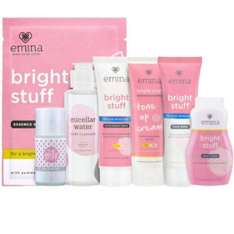 Emina Bright Stuff SERIES Face Scrub l Wash l Whip Facial Wash l Toner l Moisturizing Cream l Tone Up Cream l Brightening Serum 7.5mL 30mL 50mL l 100mL